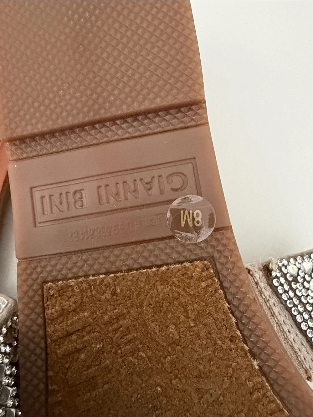 Gianni Bini Brown Footbed Silver Rhinestone Slide Sandals